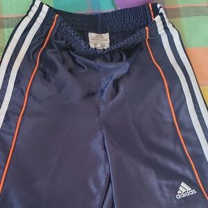 Adidas Kids Dark Blue Shorts with White and Orange Stripes